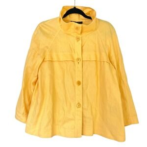 Lafayette 148 New York‎ 100% Linen Button Front Jacket High Collar Yellow Size 4